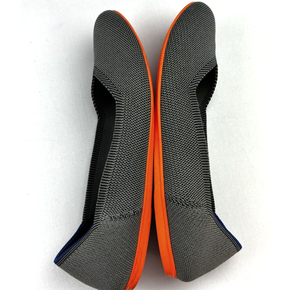 ~ Rothy's Herringbone 10.5 The Flat Washable Gray Navy Round Toe Ballet Flats - Picture 5 of 9